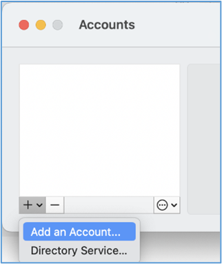 MacOS add account menu.